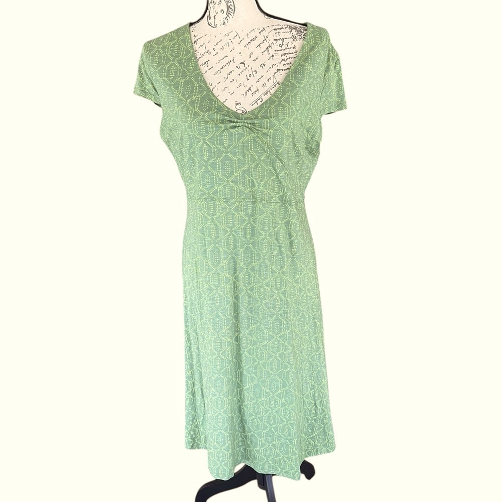 Toad & Co organic cotton blend Rosemarie dress size large, green, midi